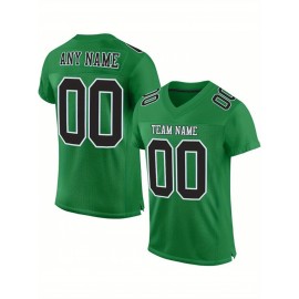 Customizable Plus Size Women'S Football Jersey - Personalized Team & Number, V-Neck, Breathable Non-Stretch Fabric, Red/White/Blue Striped Design for Sports & Casual Wear, Sports Jersey, Summer Sports Apparel, Sporty Aesthetic, Comfortable Fit